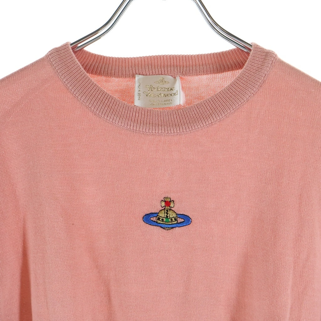Vivienne Westwood(ヴィヴィアンウエストウッド) GOLD LABEL フロントオーブ刺繍 ニット 半袖Tシャツ カットソー ピンク レディース