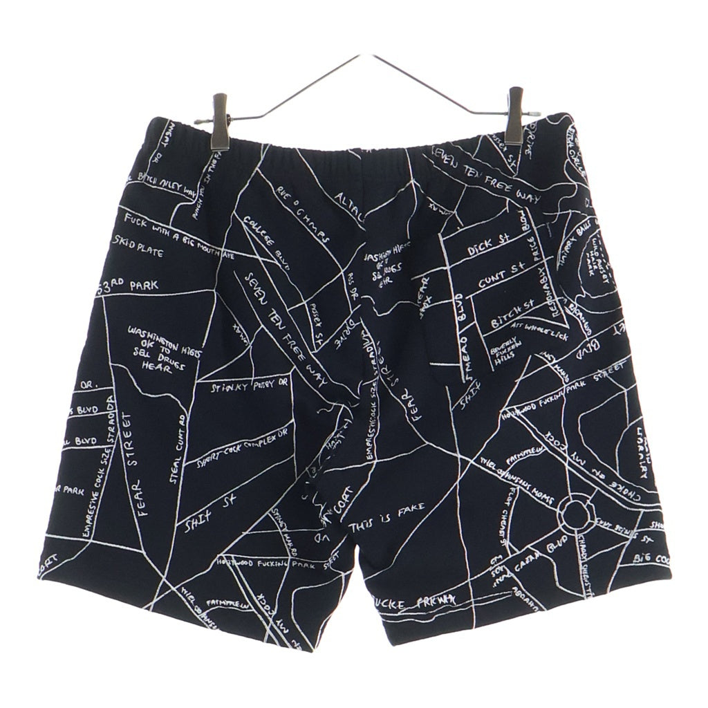 SUPREME(シュプリーム) 19SS × Gonz Embroidered Map Sweatshort マークゴンザレス エンブロイダード マップ 地図柄 スウェットショーツ ハーフパンツ ブラック