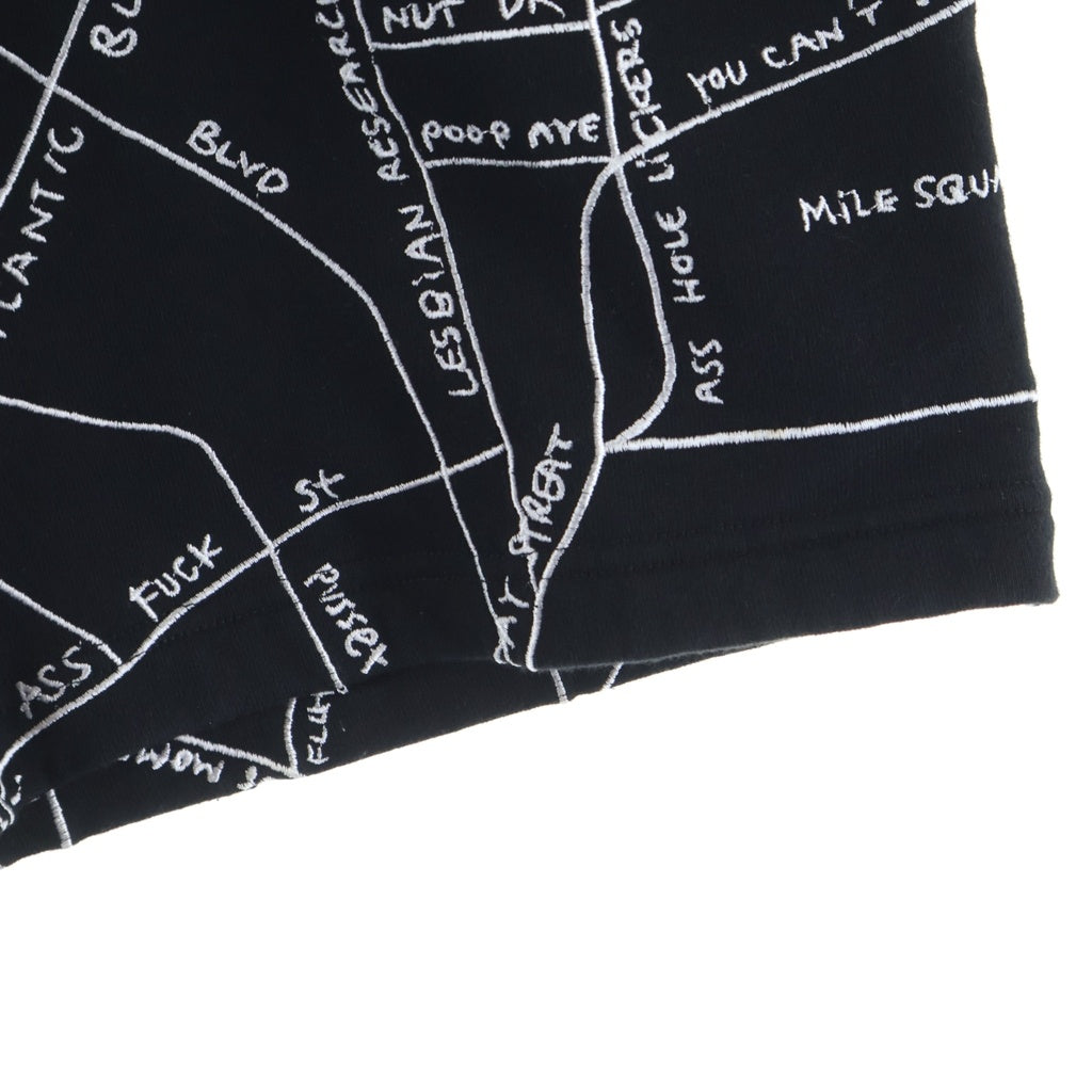 SUPREME(シュプリーム) 19SS × Gonz Embroidered Map Sweatshort マークゴンザレス エンブロイダード マップ 地図柄 スウェットショーツ ハーフパンツ ブラック