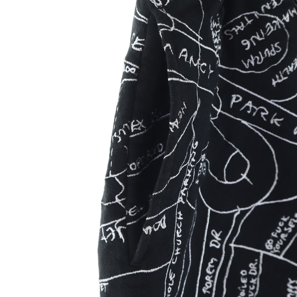 SUPREME(シュプリーム) 19SS × Gonz Embroidered Map Sweatshort マークゴンザレス エンブロイダード マップ 地図柄 スウェットショーツ ハーフパンツ ブラック