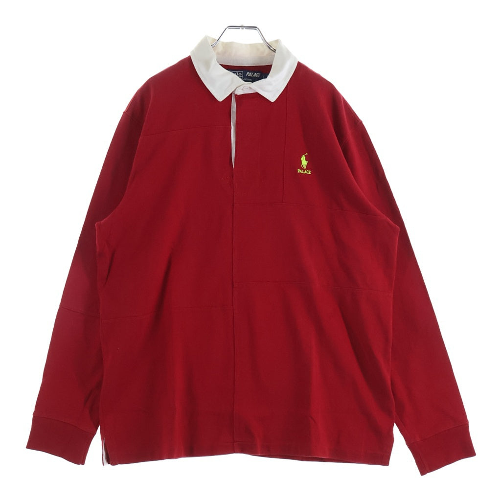 Palace Skateboards(パレススケートボーズ) 18AW × Polo Ralph Lauren pieced Rugby ポロラルフローレン パッチワーク ラガー長袖シャツ レッド