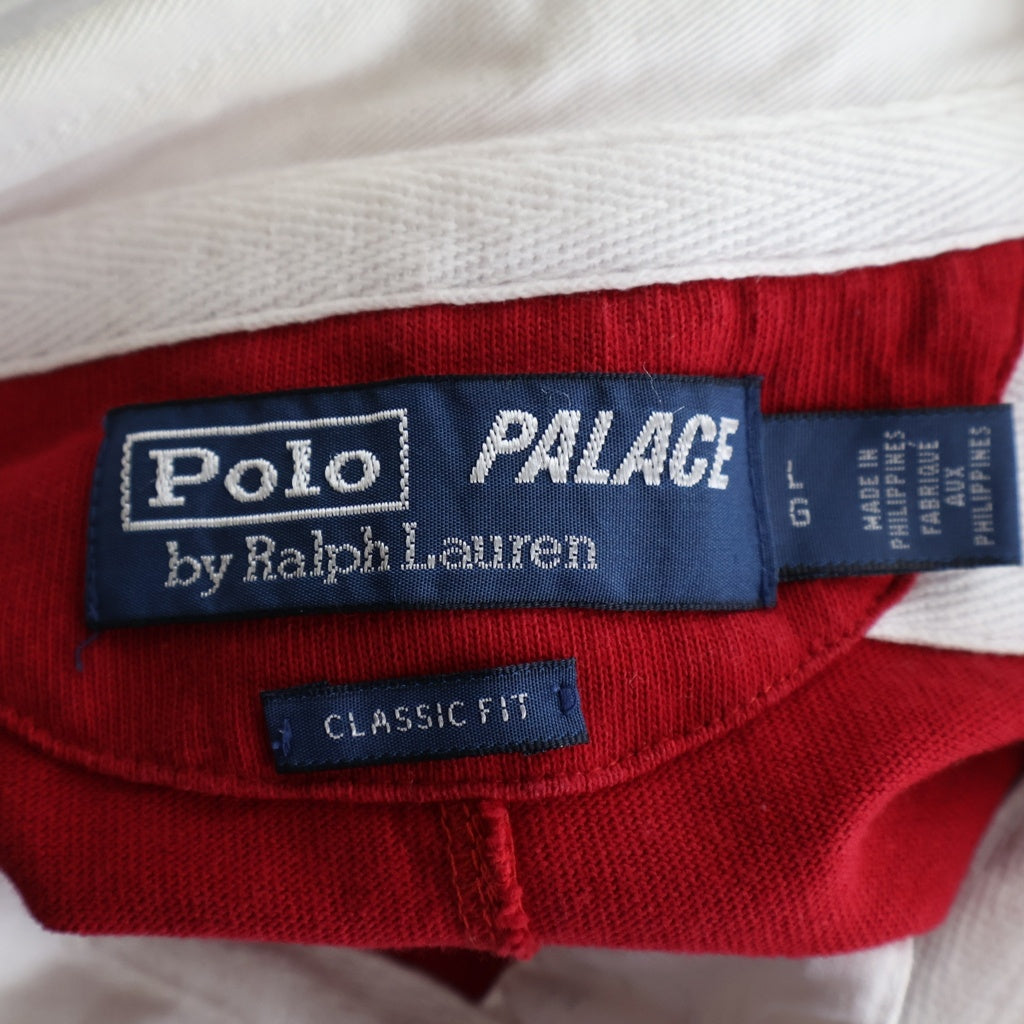 Palace Skateboards(パレススケートボーズ) 18AW × Polo Ralph Lauren pieced Rugby ポロラルフローレン パッチワーク ラガー長袖シャツ レッド