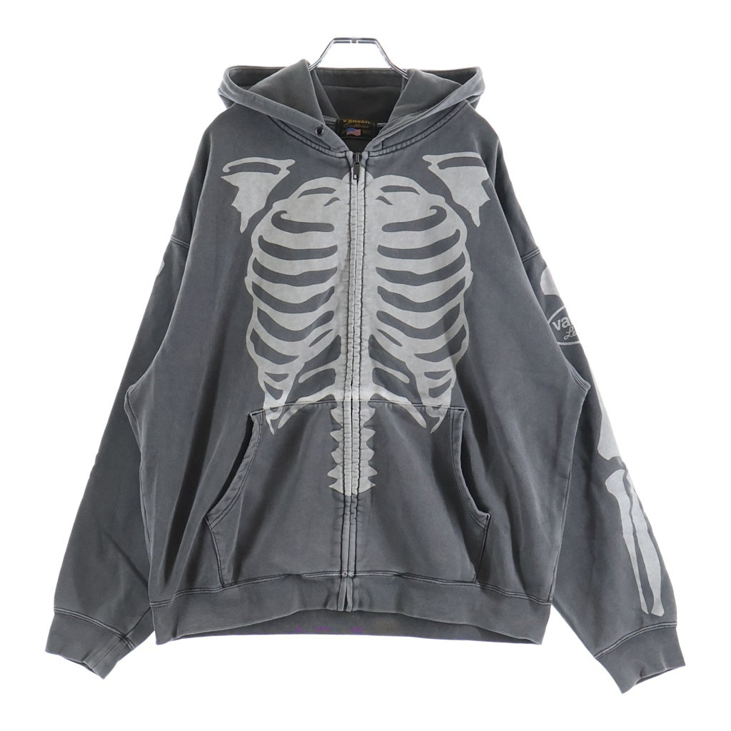 VANSON(バンソン) 50th ANNIVERSARY BONE ZIP HOODIE 50周年記念 ボーン ジップアップ プルオーバースウェットパーカー グレー