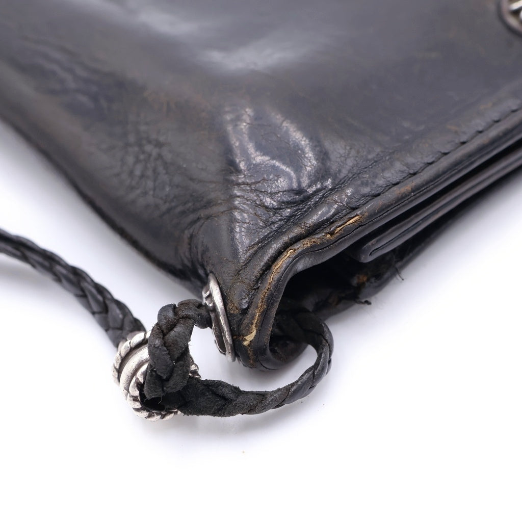 CHROME HEARTS(クロムハーツ) 2ZIP STRAP 2ジップストラップ クロスボールボタンレザーウォレット 財布 ブラック