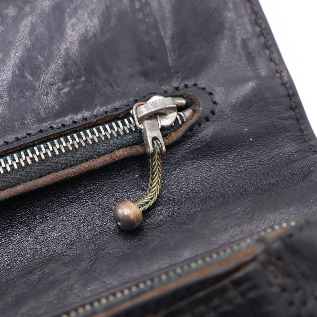 CHROME HEARTS(クロムハーツ) 2ZIP STRAP 2ジップストラップ クロスボールボタンレザーウォレット 財布 ブラック