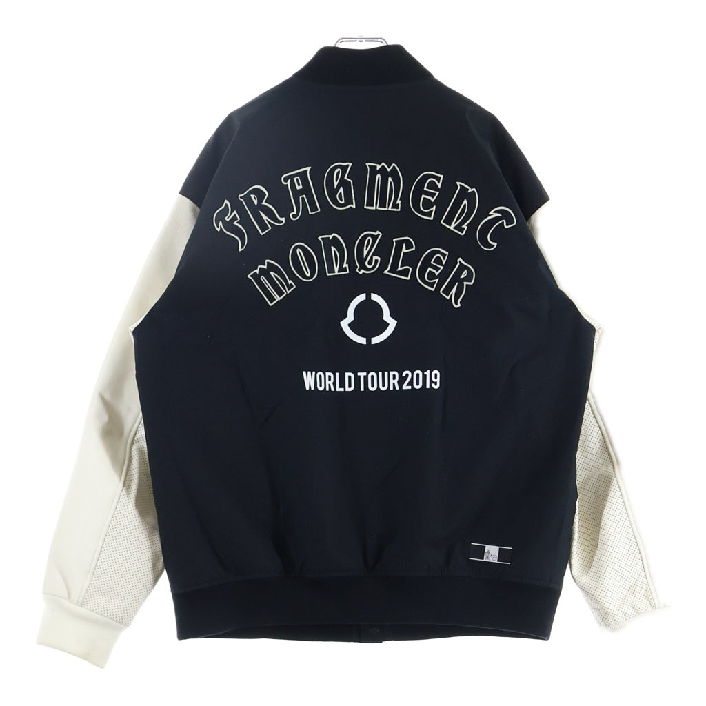 MONCLER(モンクレール) 19SS ×Fragment RAGGAE GIUBBOTTO フラグメント バックロゴ刺繍 レザー切り替え スタジャン ブラック E109U4010150 54A3W