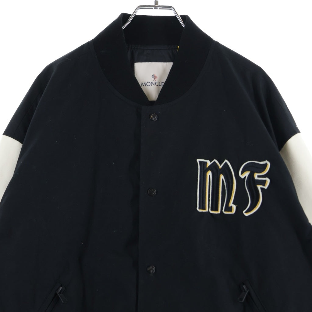 MONCLER(モンクレール) 19SS ×Fragment RAGGAE GIUBBOTTO フラグメント バックロゴ刺繍 レザー切り替え スタジャン ブラック E109U4010150 54A3W
