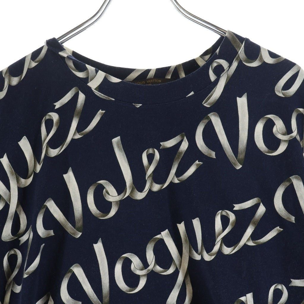 LOUIS VUITTON(ルイヴィトン) Voguez Volez Voyagez エトールリボン総柄 半袖Tシャツ カットソー ネイビー HAY92W
