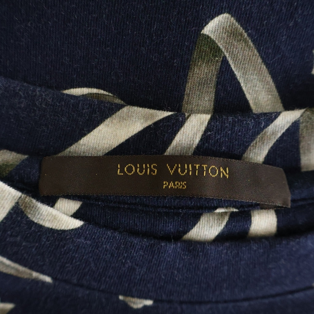 LOUIS VUITTON(ルイヴィトン) Voguez Volez Voyagez エトールリボン総柄 半袖Tシャツ カットソー ネイビー HAY92W