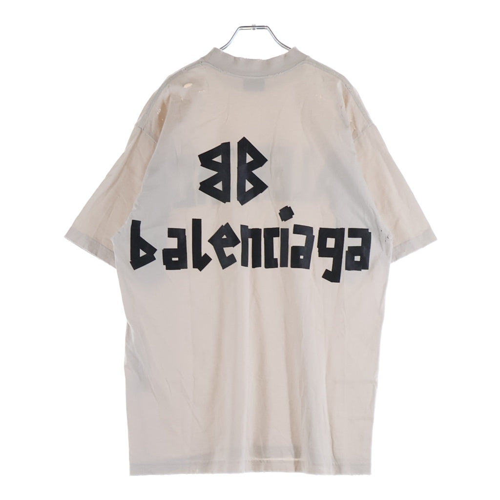 BALENCIAGA(バレンシアガ) 24SS Tape Type Medium Fit Tee 両面テープロゴプリント 半袖Tシャツ カットソー ホワイト 73984 TQVQ8