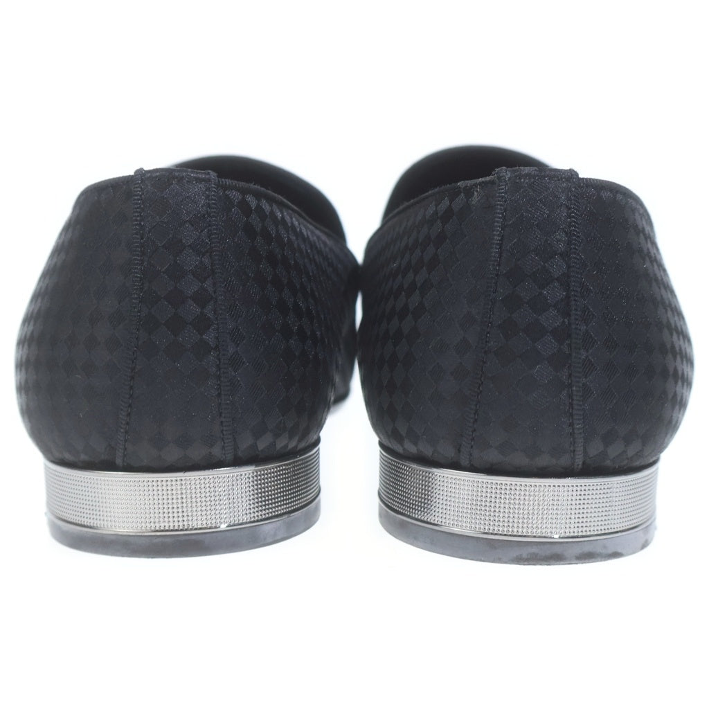 LOUIS VUITTON(ルイヴィトン) Black Satin Bank Slip On Loafers ブラックサテンパンクスリッポン ダミエ 総柄ローファー ブラック
