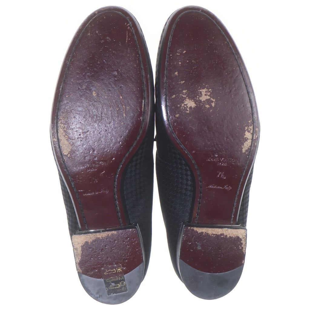 LOUIS VUITTON(ルイヴィトン) Black Satin Bank Slip On Loafers ブラックサテンパンクスリッポン ダミエ 総柄ローファー ブラック