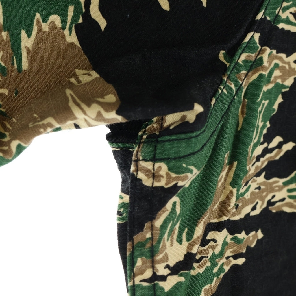 A BATHING APE(アベイシングエイプ) TIGER CAMO MILITARY SHIRT タイガーカモ 総柄 ミリタリー半袖シャツ カーキ 001SHC201001X