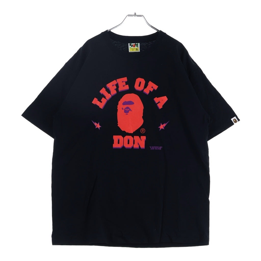 A BATHING APE(アベイシングエイプ) ×カクタスジャック ×ドントリヴァー フロントロゴプリント クルーネック 半袖Tシャツ カットソー ブラック 001TEH731928C