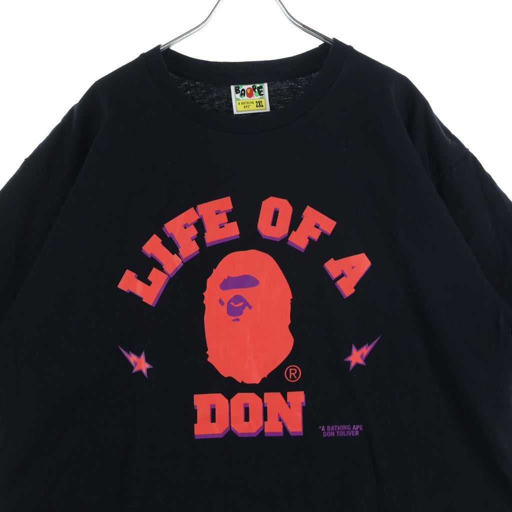 A BATHING APE(アベイシングエイプ) ×カクタスジャック ×ドントリヴァー フロントロゴプリント クルーネック 半袖Tシャツ カットソー ブラック 001TEH731928C