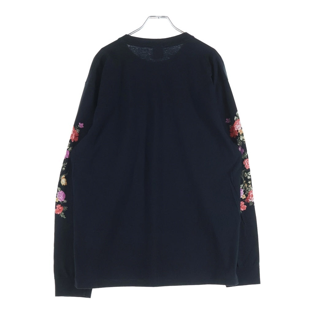 NOAH(ノア) Floral L/S Tee アームフローラルプリント クルーネック 長袖Tシャツ カットソー ブラック