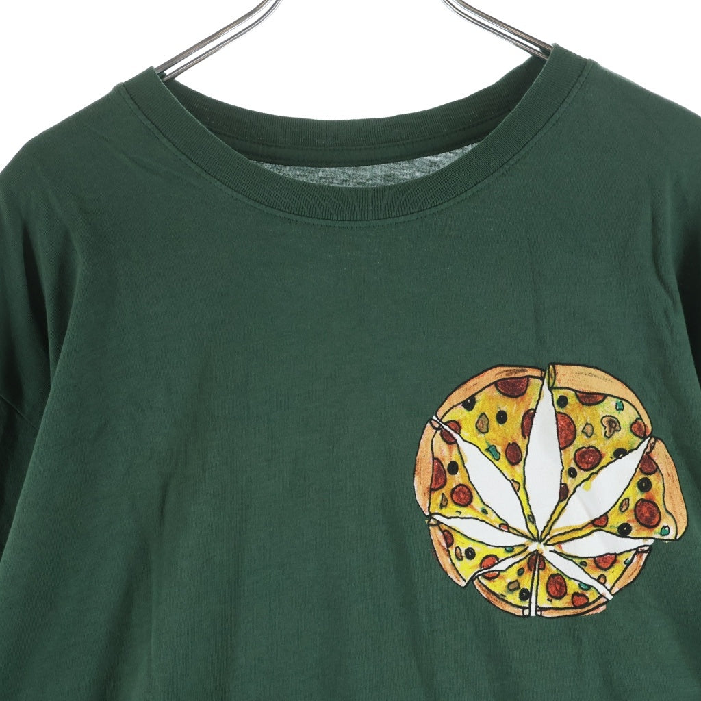 NO BRAND(ノーブランド) 【Porous Walker ポーラスウォーカー】Pizza Leaf L/S Tee ピザ リーフ プリント クルーネック 半袖Tシャツ カットソー グリーン