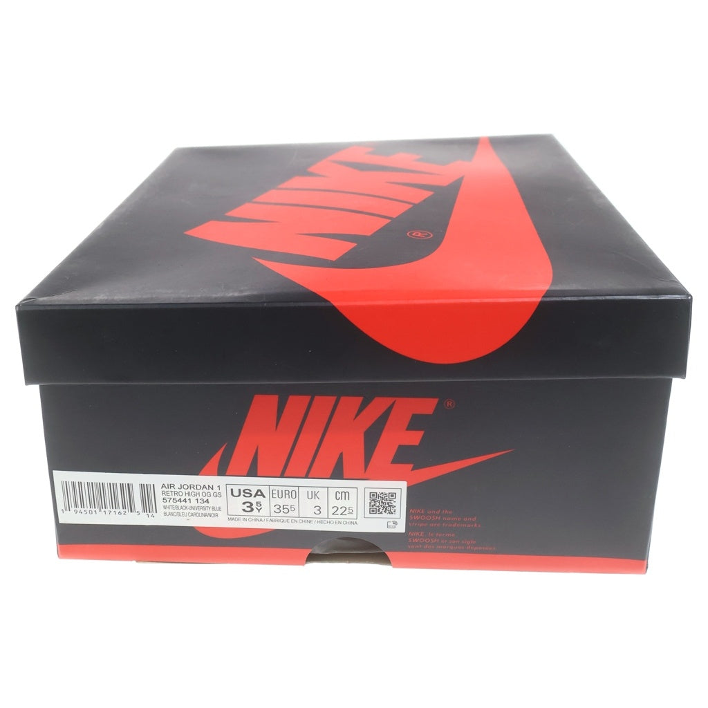 NIKE(ナイキ) GS AIR JORDAN 1 HIGH UNIVERSITY BLUE エアジョーダン 1 ユニバーシティ ハイカットスニーカー レディース ホワイト/ブルー US3.5Y/22.5cm 575441-134