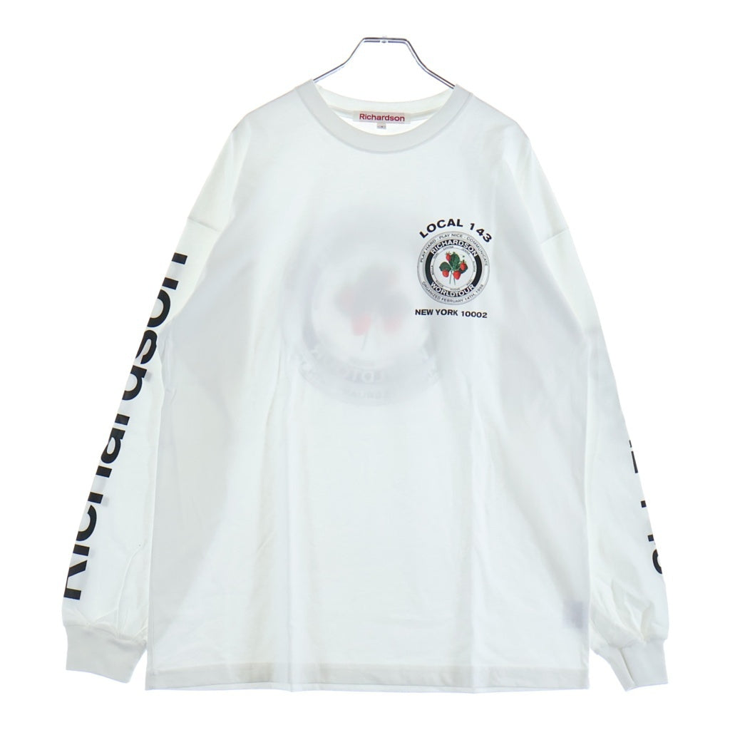 Richardson(リチャードソン) 18SS STRAWBERRY TEAMSTER LONGSLEEVE TEE ストロベリー チームスター プリント クルーネック 長袖Tシャツ カットソー ホワイト