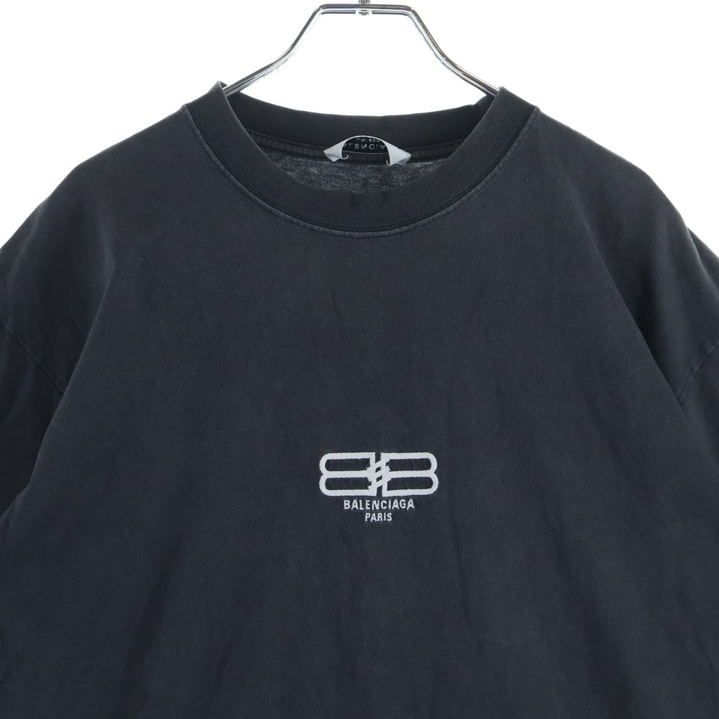 BALENCIAGA(バレンシアガ) フロントBBアイコンロゴ刺繍 半袖Tシャツ カットソー グレー 612965 TMVG7