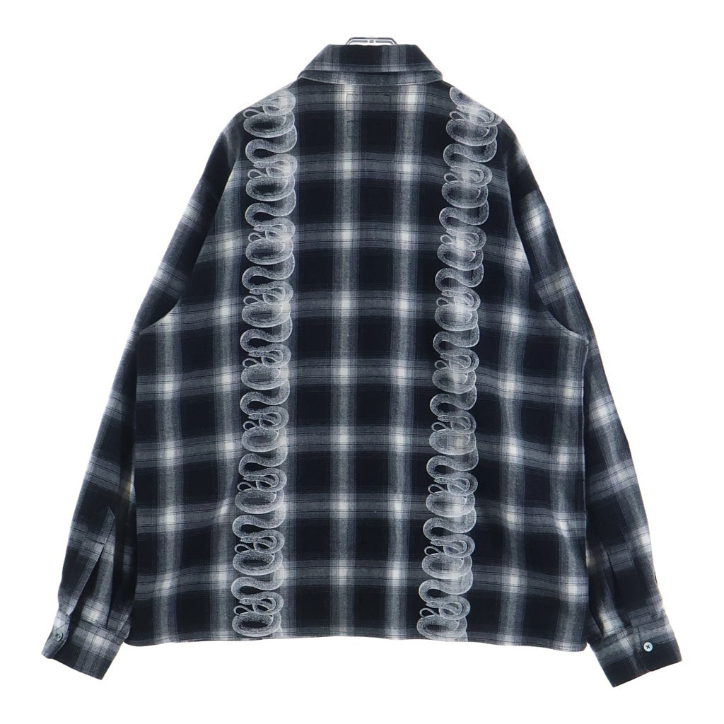 HYSTERIC GLAMOUR(ヒステリックグラマー) ×Genzai Snake Shirt ゲンザイ スネークワッペン フロントプリント 長袖シャツ ブラック GZ1290