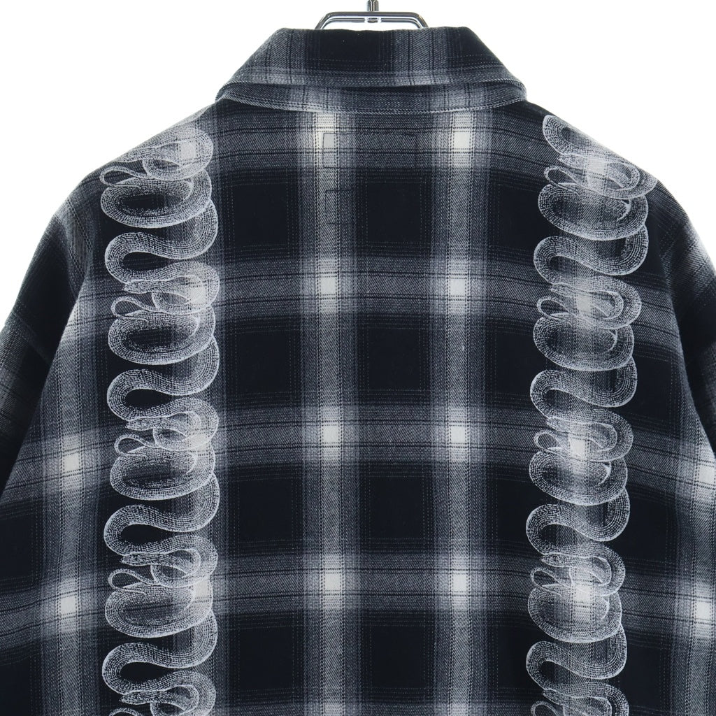 HYSTERIC GLAMOUR(ヒステリックグラマー) ×Genzai Snake Shirt ゲンザイ スネークワッペン フロントプリント 長袖シャツ ブラック GZ1290