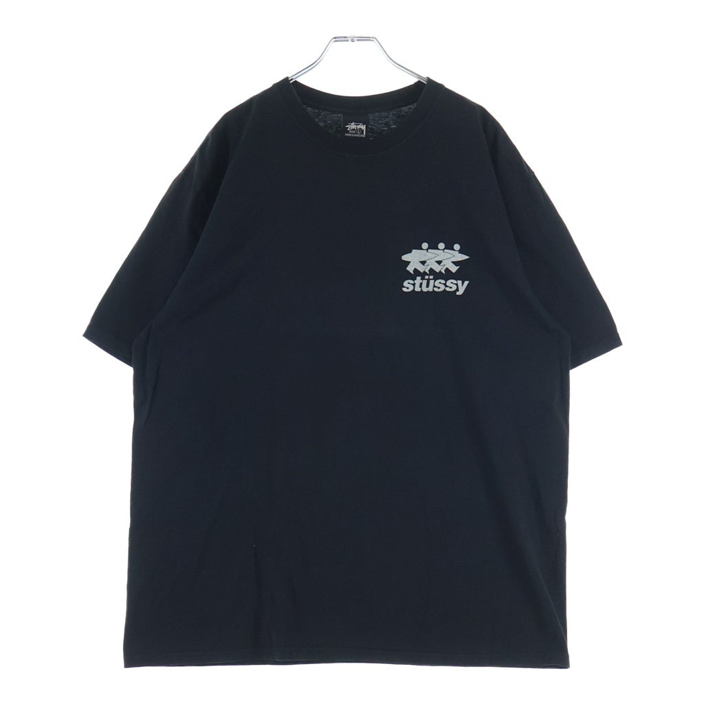 STUSSY(ステューシー) Surfwalk Tee Pigment Dyed サーフウォーク フェード加工 両面プリント 半袖Tシャツカットソー ブラック