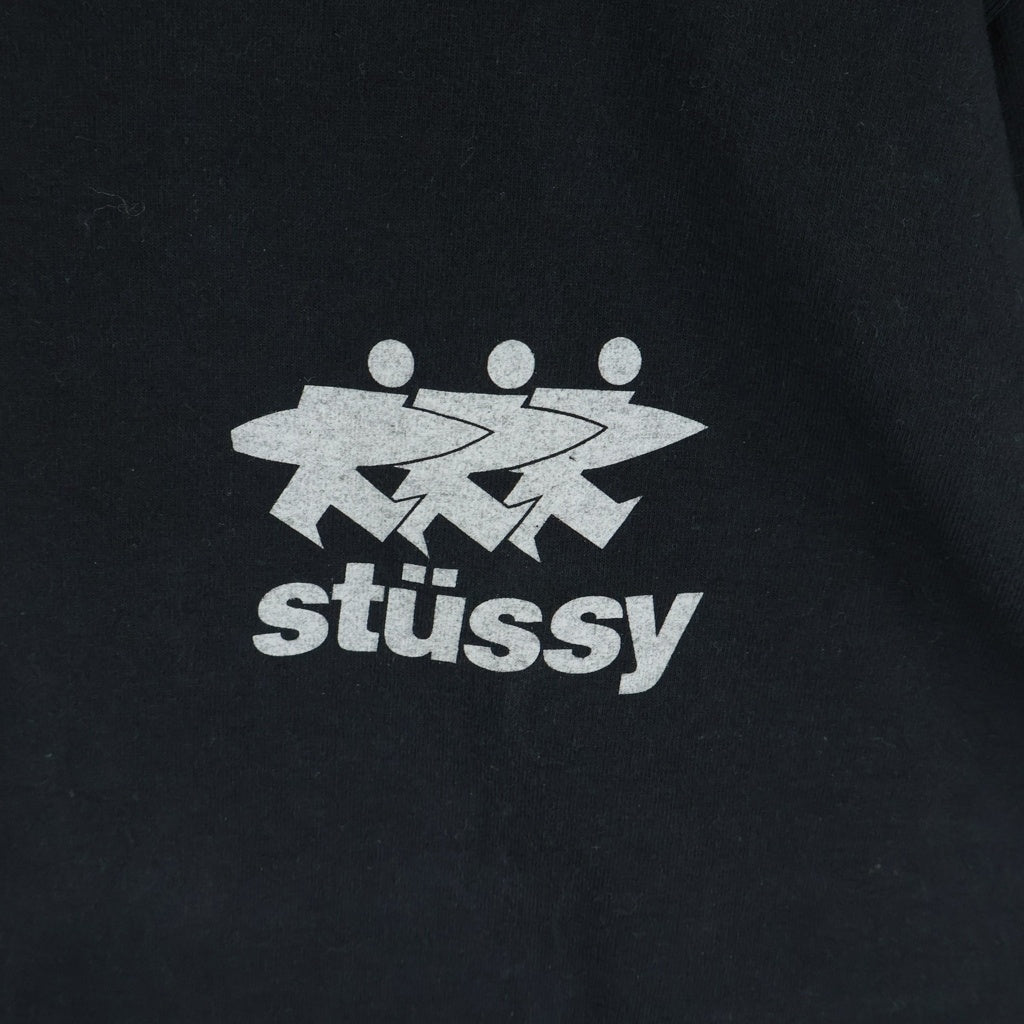 STUSSY(ステューシー) Surfwalk Tee Pigment Dyed サーフウォーク フェード加工 両面プリント 半袖Tシャツカットソー ブラック