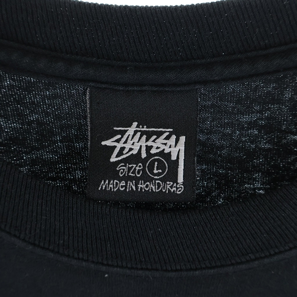 STUSSY(ステューシー) Surfwalk Tee Pigment Dyed サーフウォーク フェード加工 両面プリント 半袖Tシャツカットソー ブラック