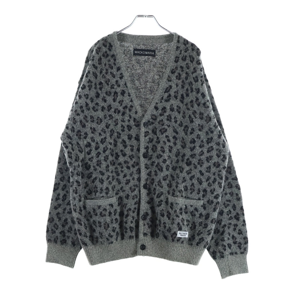 WACKO MARIA(ワコマリア) Leopard Jacquard Mohair Cardigan レオパード ジャガード モヘアニット カーディガン グレー