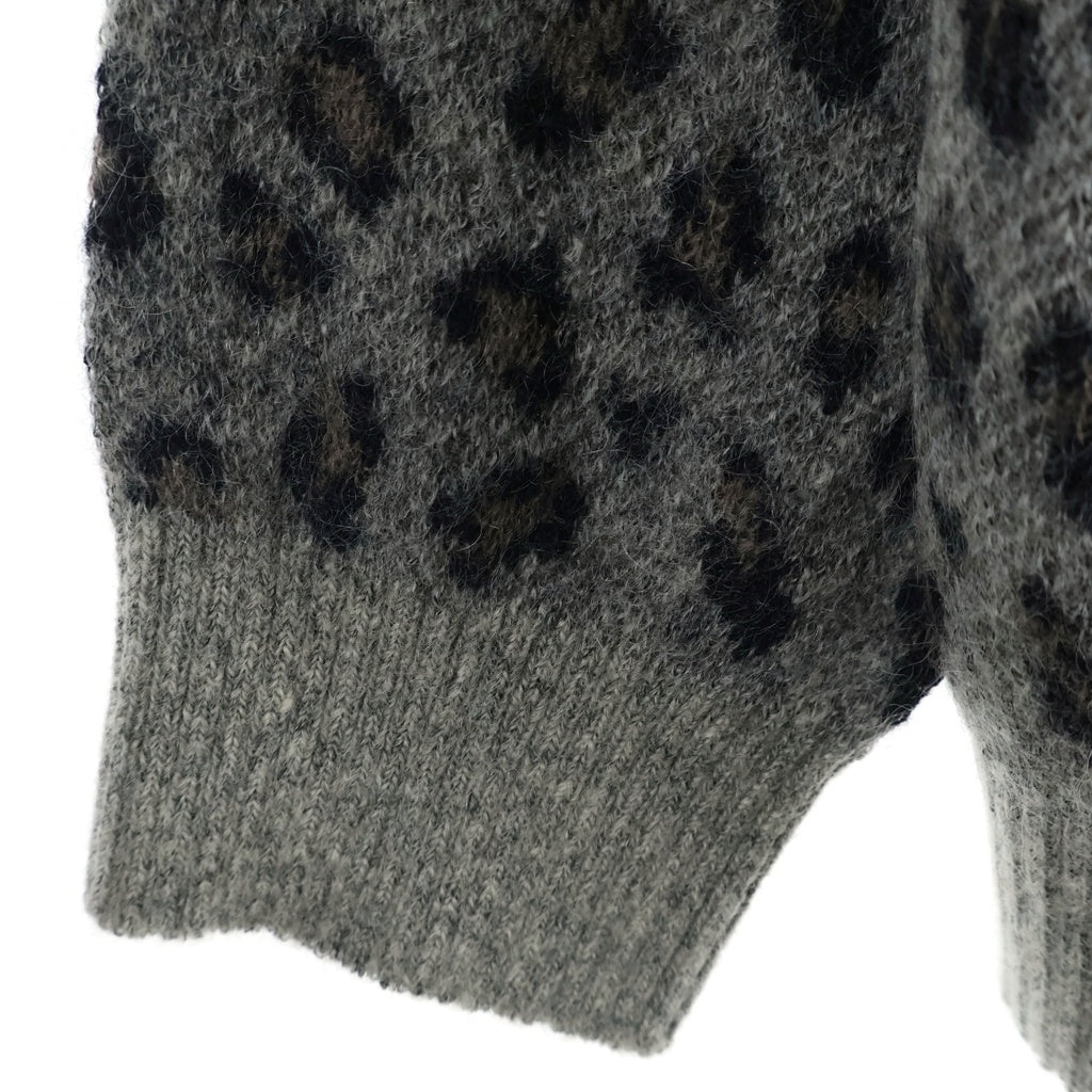 WACKO MARIA(ワコマリア) Leopard Jacquard Mohair Cardigan レオパード ジャガード モヘアニット カーディガン グレー