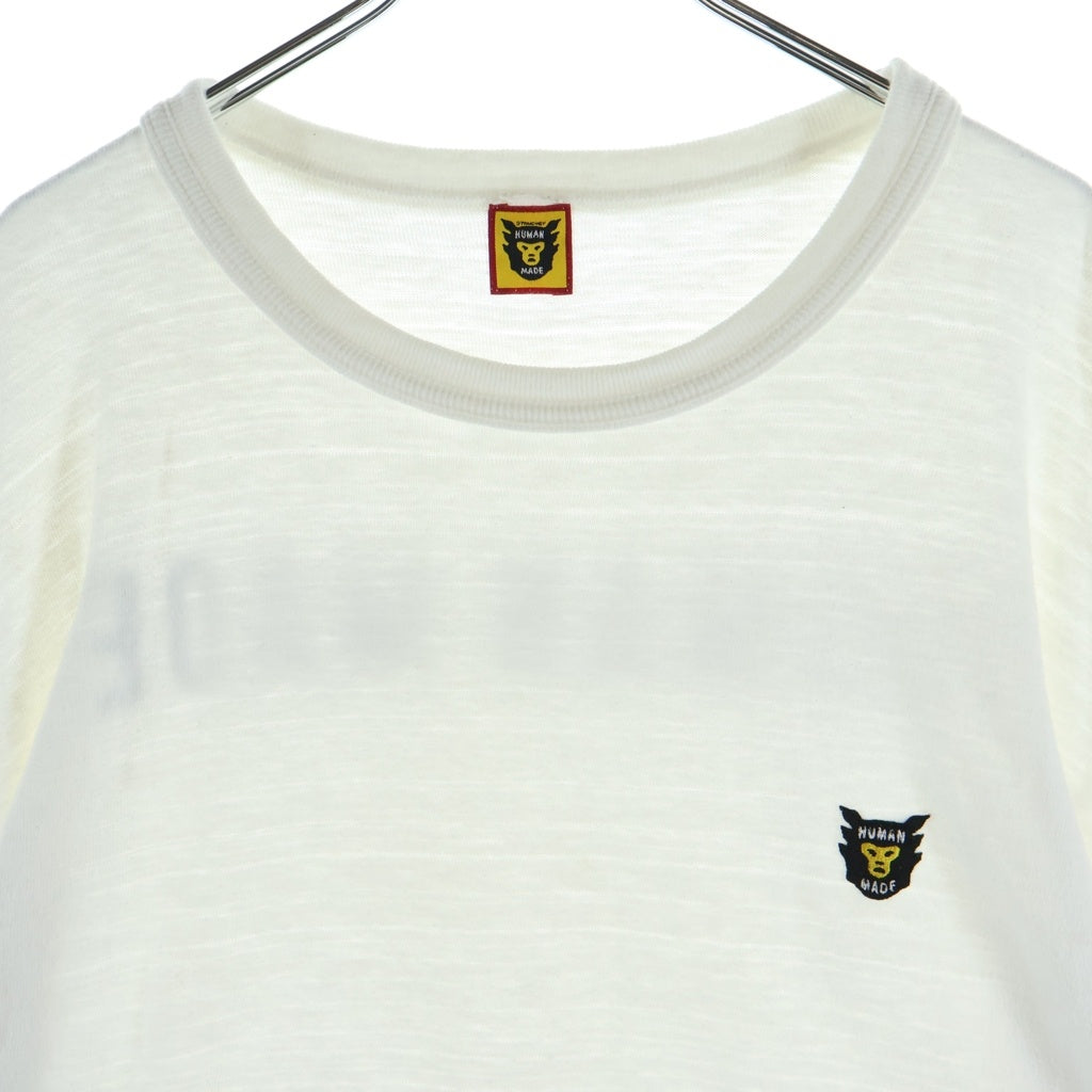 HUMAN MADE(ヒューマンメイド) Logo Patch L/S Tee 胸ロゴパッチ バック アーム プリント クルーネック 長袖Tシャツ ホワイト