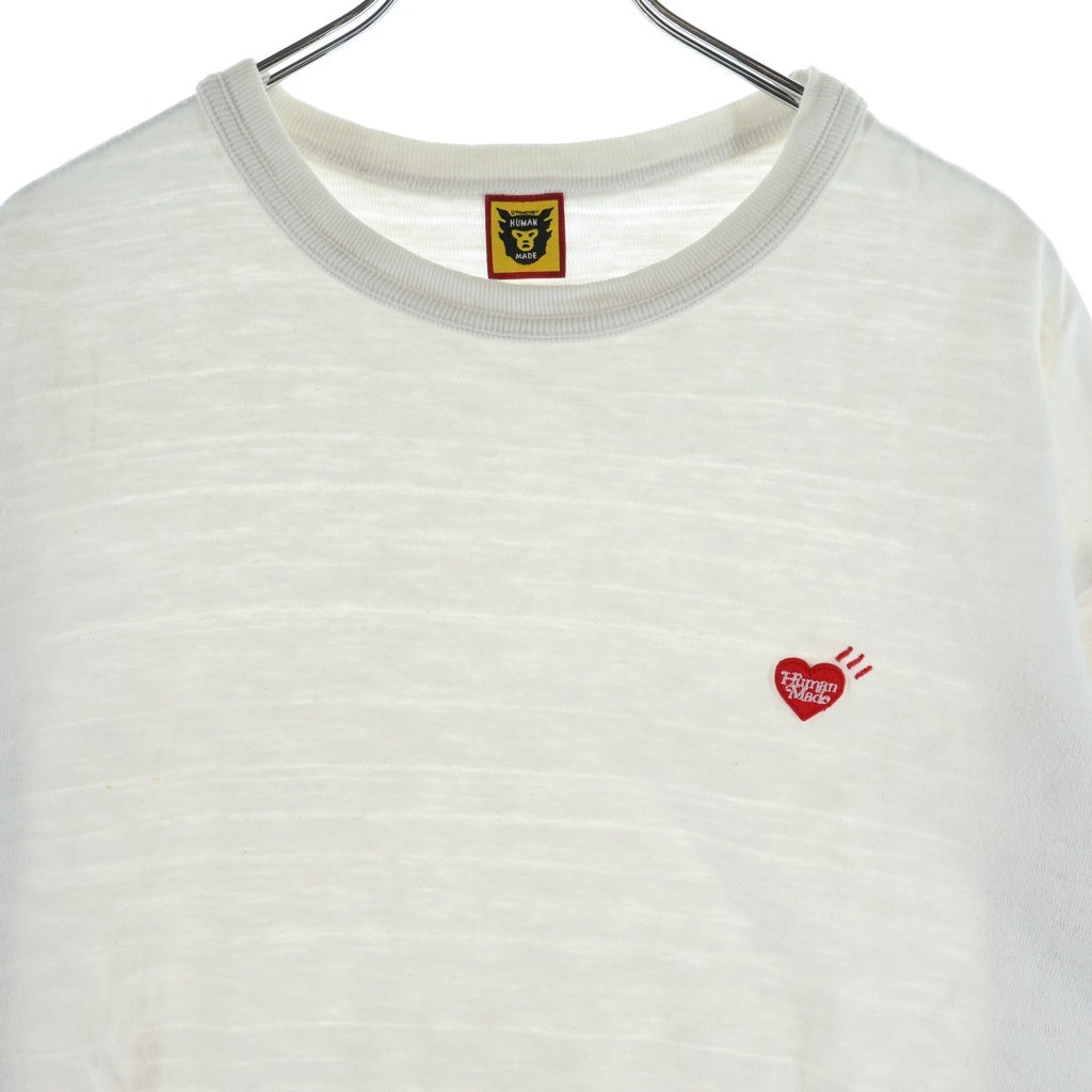 HUMAN MADE(ヒューマンメイド) Heart Badge T Shirts ハートバッチ ロゴ刺繍 クルーネック 半袖Tシャツカットソー ホワイト