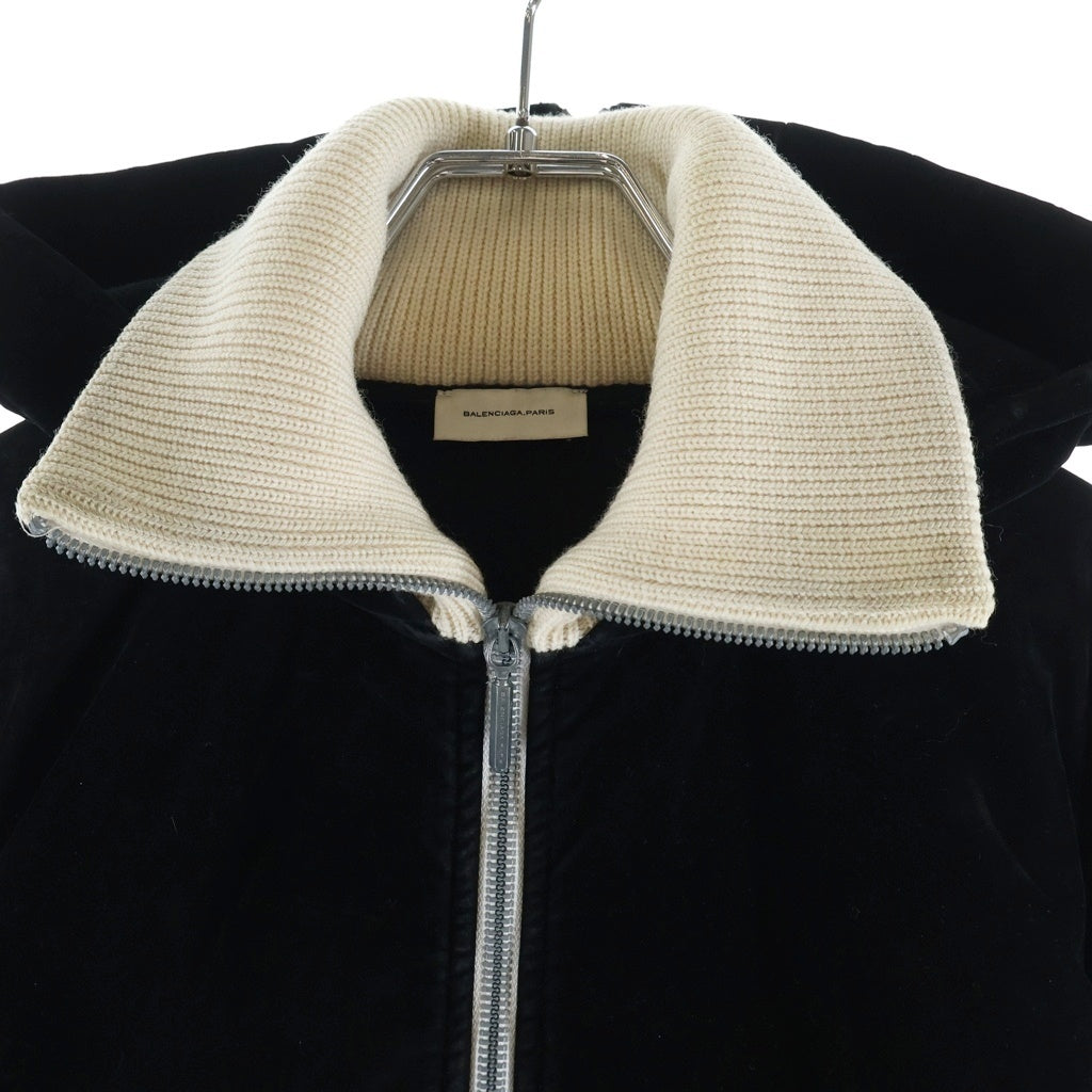 BALENCIAGA(バレンシアガ) フルジップ ニット切り替え ベロアブルゾン ブラック 274808ーTV537