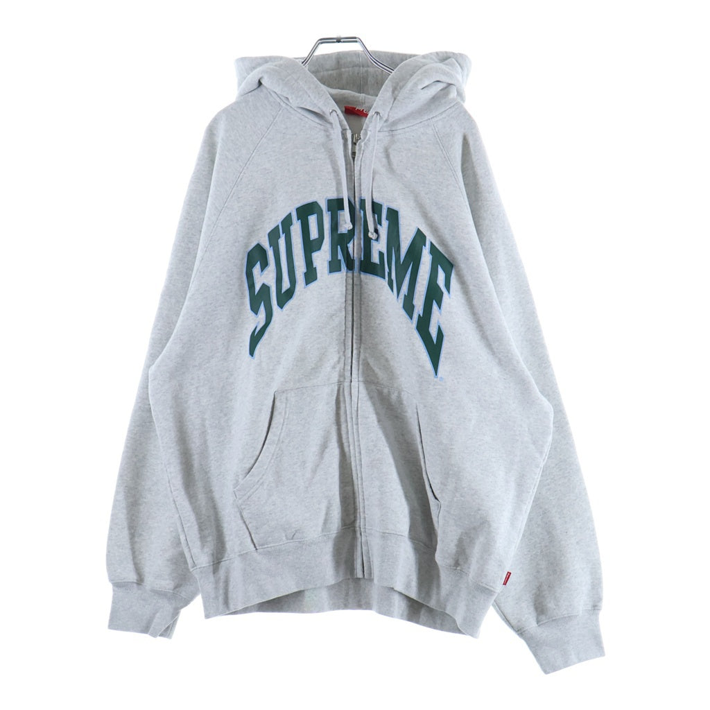 SUPREME(シュプリーム) 26SS Cracked Raglan Zip Up Hooded Sweatshirt クラックド ラグラン フロントロゴ プリント プルオーバーパーカー フーディ グレー