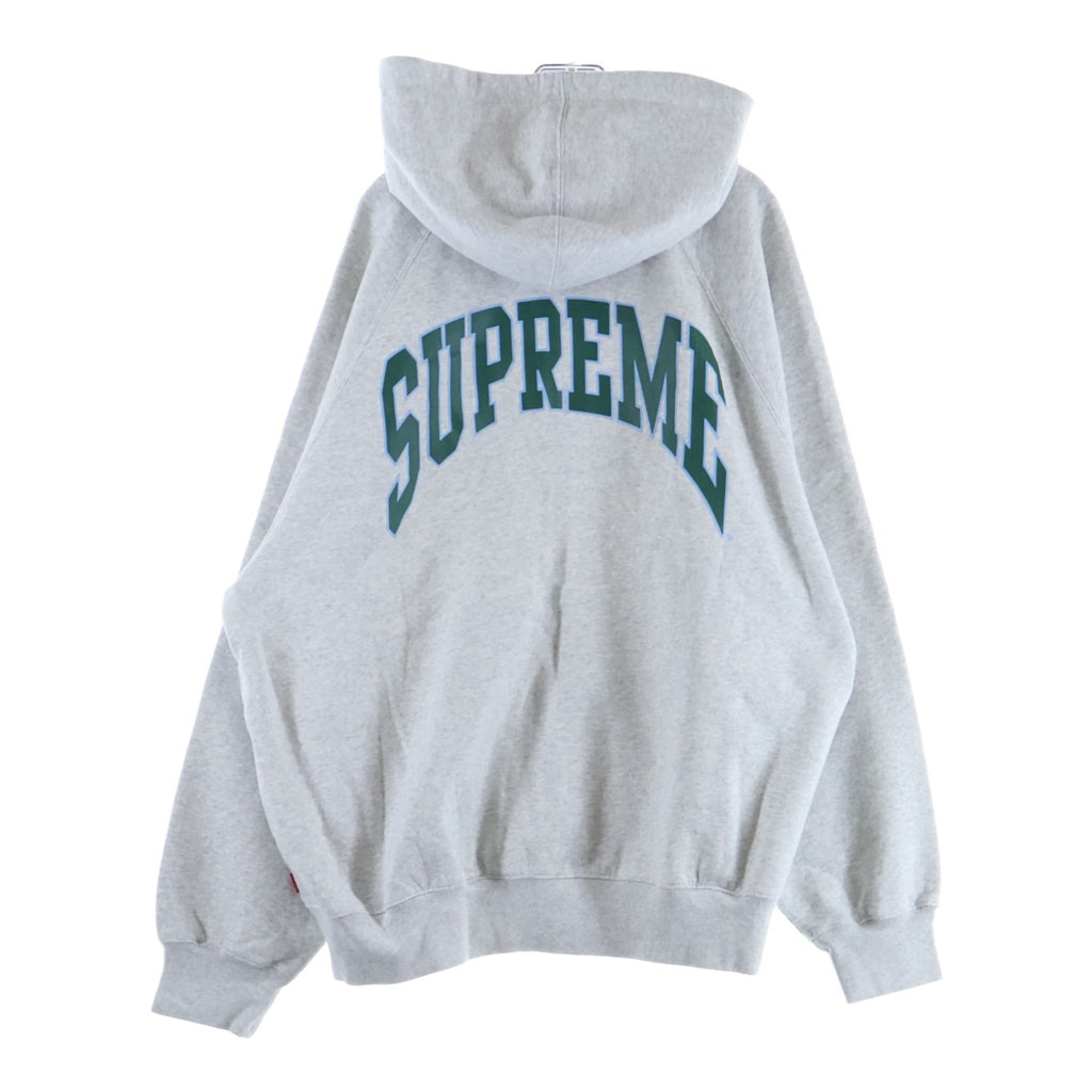 SUPREME(シュプリーム) 26SS Cracked Raglan Zip Up Hooded Sweatshirt クラックド ラグラン フロントロゴ プリント プルオーバーパーカー フーディ グレー