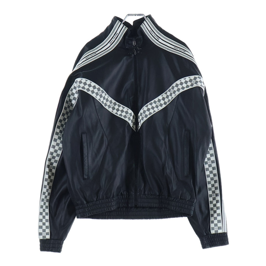 LOUIS VUITTON(ルイヴィトン) 22SS LVライン ダミエ ラムレザー シングルライダース トラックジャケット ブラック RM221 I85 HML61E