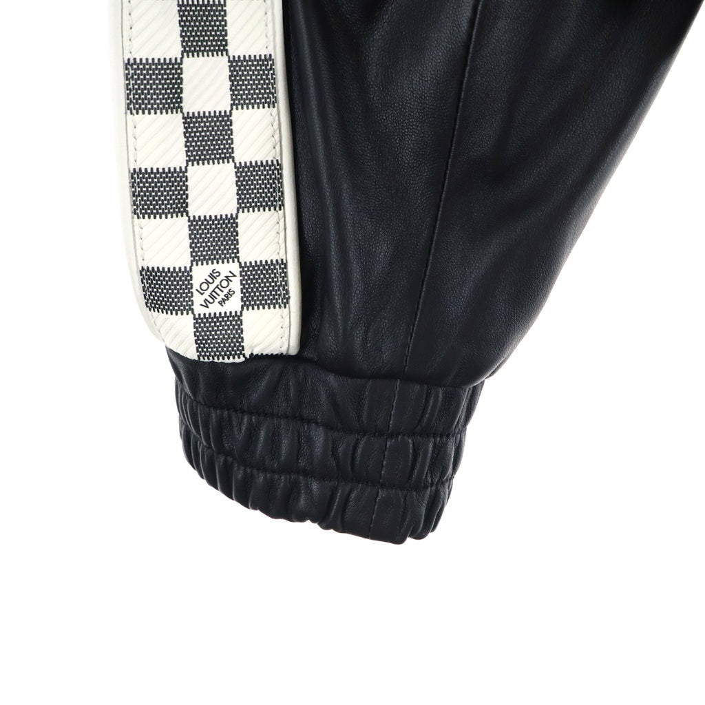LOUIS VUITTON(ルイヴィトン) 22SS LVライン ダミエ ラムレザー シングルライダース トラックジャケット ブラック RM221 I85 HML61E