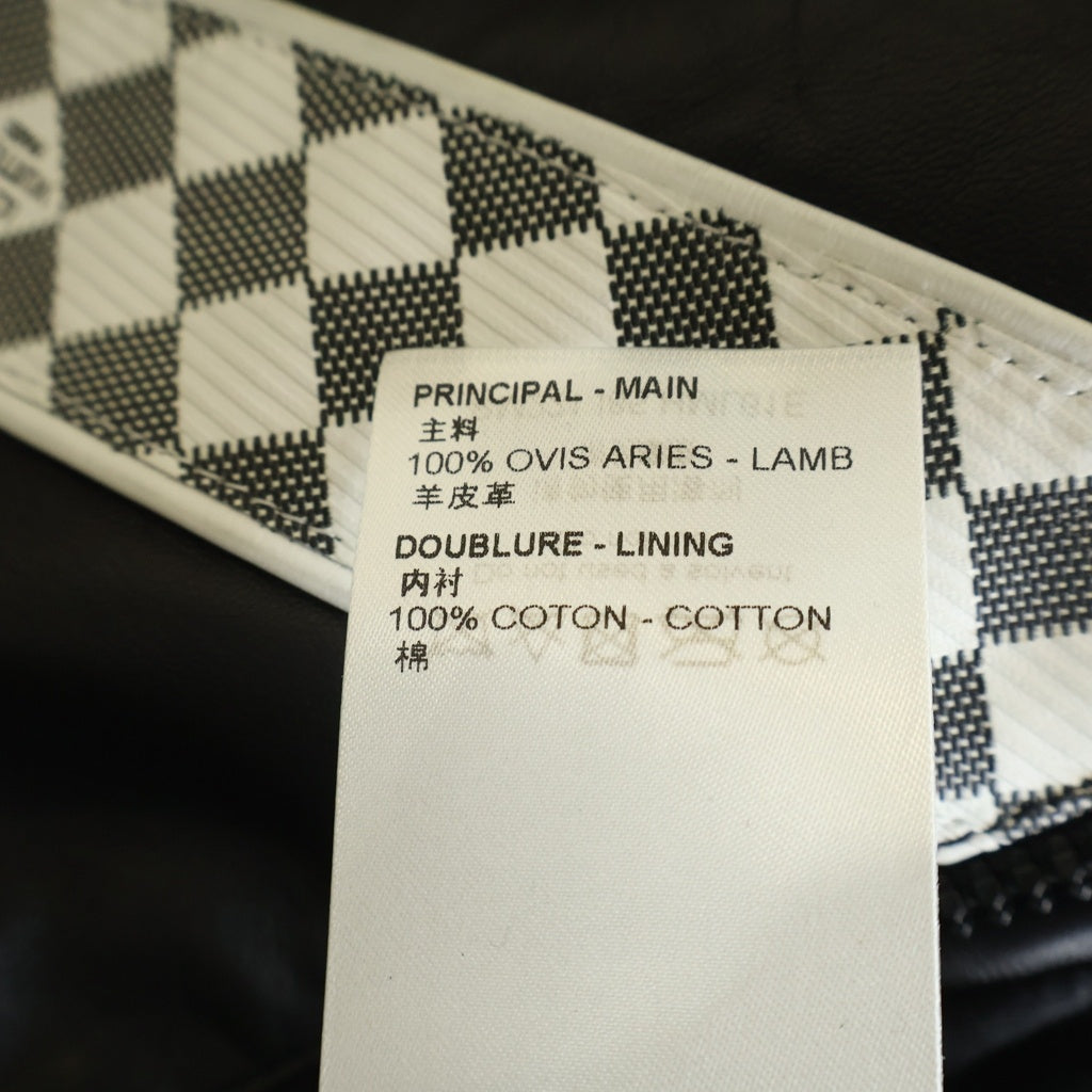 LOUIS VUITTON(ルイヴィトン) 22SS LVライン ダミエ ラムレザー シングルライダース トラックジャケット ブラック RM221 I85 HML61E