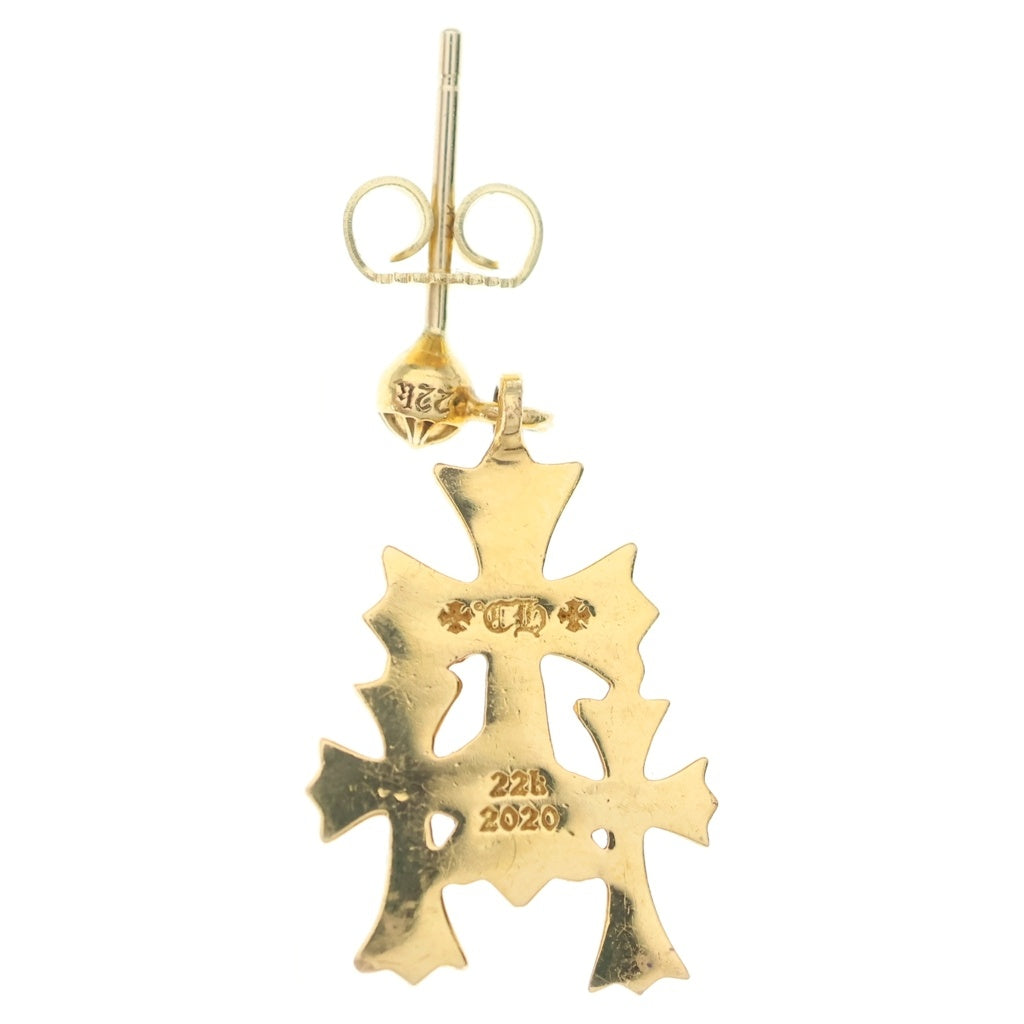 CHROME HEARTS(クロムハーツ) 22K 3 CH CROSS DROP トリプルCHクロス ピアス ゴールド