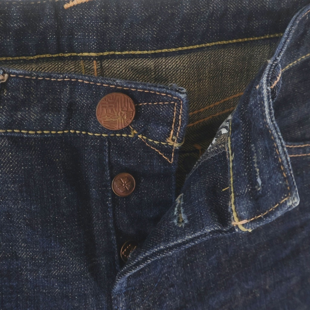 Yamane(ヤマネ) Flower Embroidery Flare Denim フラワー刺繍 赤耳 ボタンフライ フレアデニム パンツ インディゴ レディース