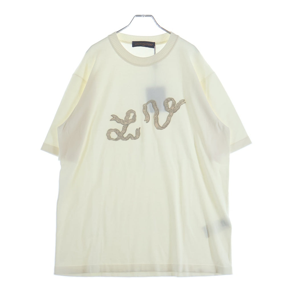 LOUIS VUITTON(ルイヴィトン) 25SS LVロゴ エンベリッシュド ショートスリーブ コットン クルーネック 半袖Tシャツ ホワイト RM251MM AUR HSN24W