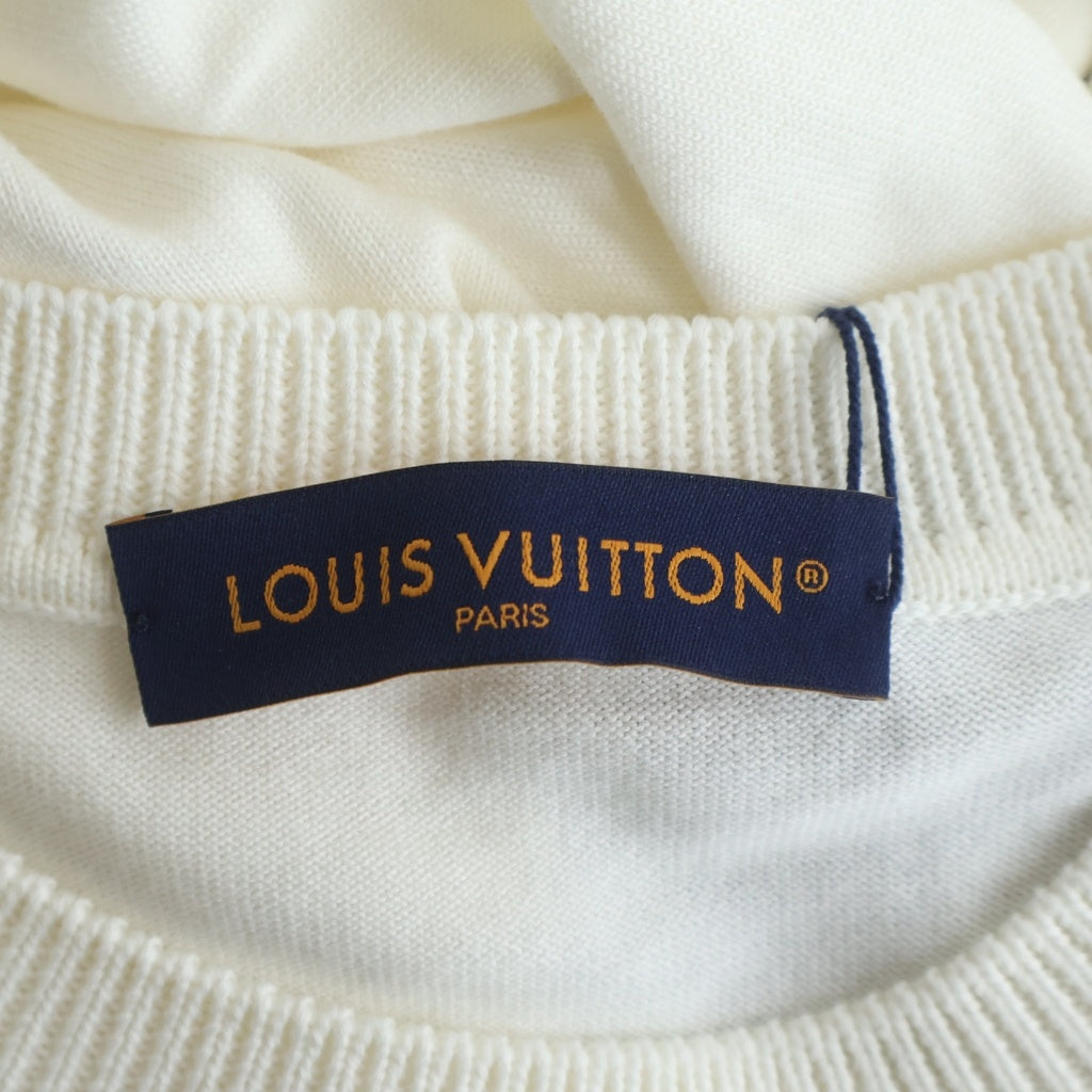LOUIS VUITTON(ルイヴィトン) 25SS LVロゴ エンベリッシュド ショートスリーブ コットン クルーネック 半袖Tシャツ ホワイト RM251MM AUR HSN24W