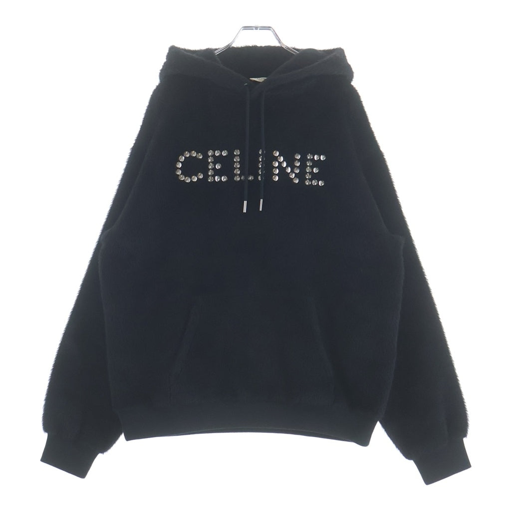CELINE(セリーヌ) エディ期 スタッズロゴ アルパカ ウール混 プルオーバーパーカー ブラック 2Y988925R