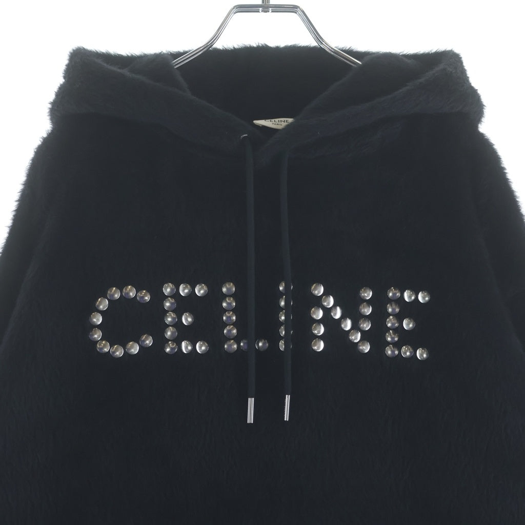 CELINE(セリーヌ) エディ期 スタッズロゴ アルパカ ウール混 プルオーバーパーカー ブラック 2Y988925R