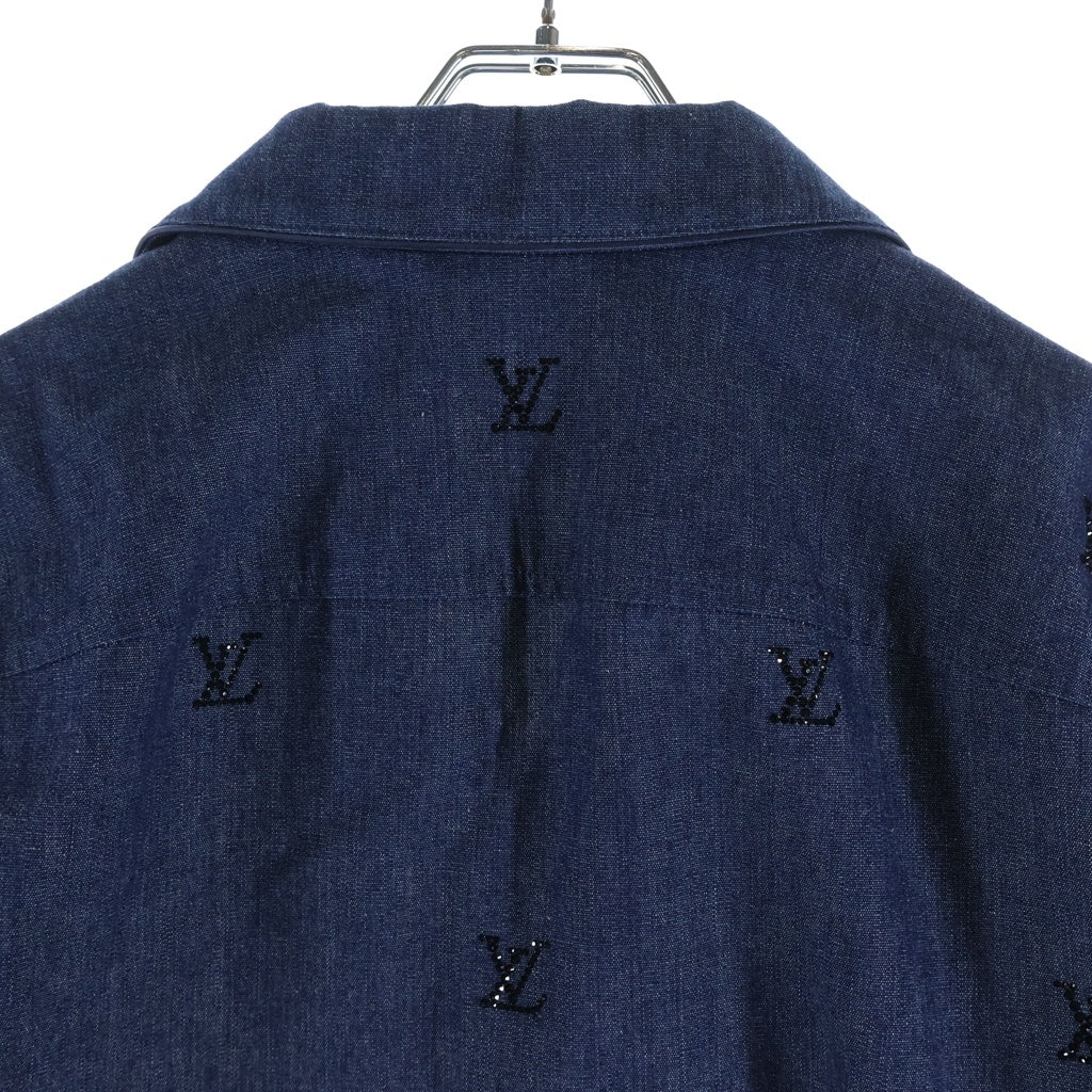 LOUIS VUITTON(ルイヴィトン) 25SS モノグラム ブラゾン エンベリッシュド デニムパジャマシャツ インディゴ 1AGJMB
