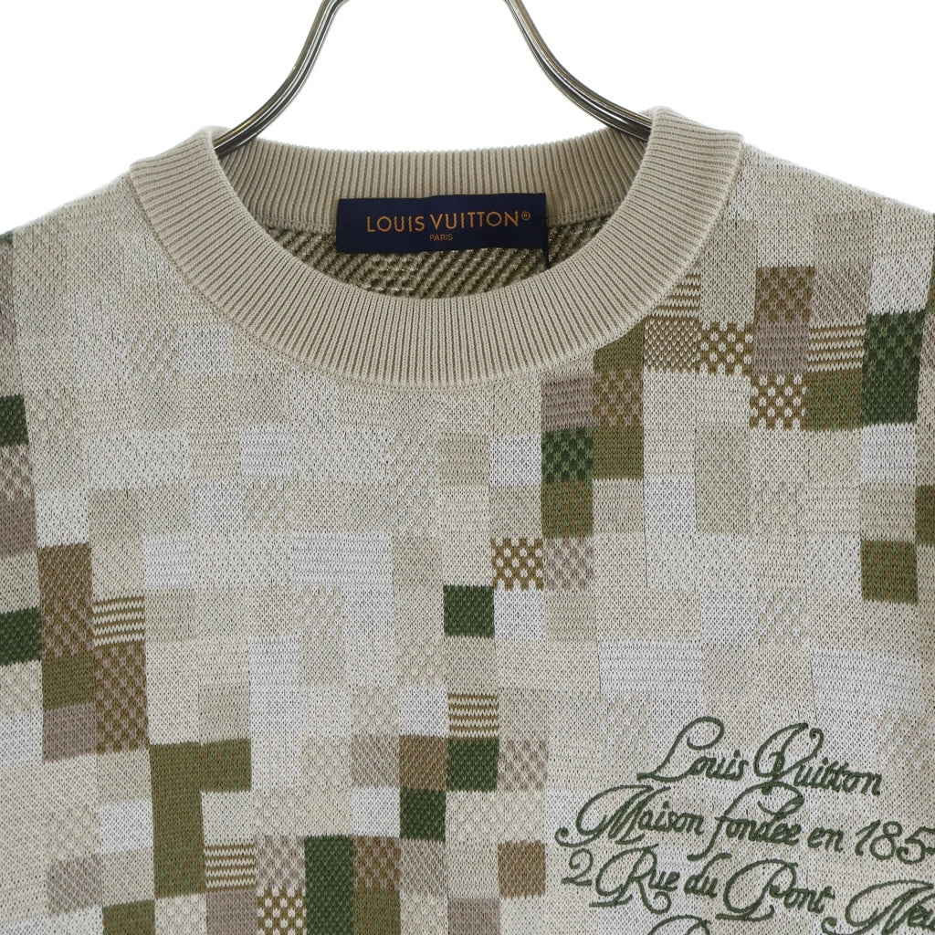 LOUIS VUITTON(ルイヴィトン) 25SS グラフィック ダミエ ロゴエンブロイダリー クルーネック スウェットトレーナー ベージュ RM251MM AUR HSN29W