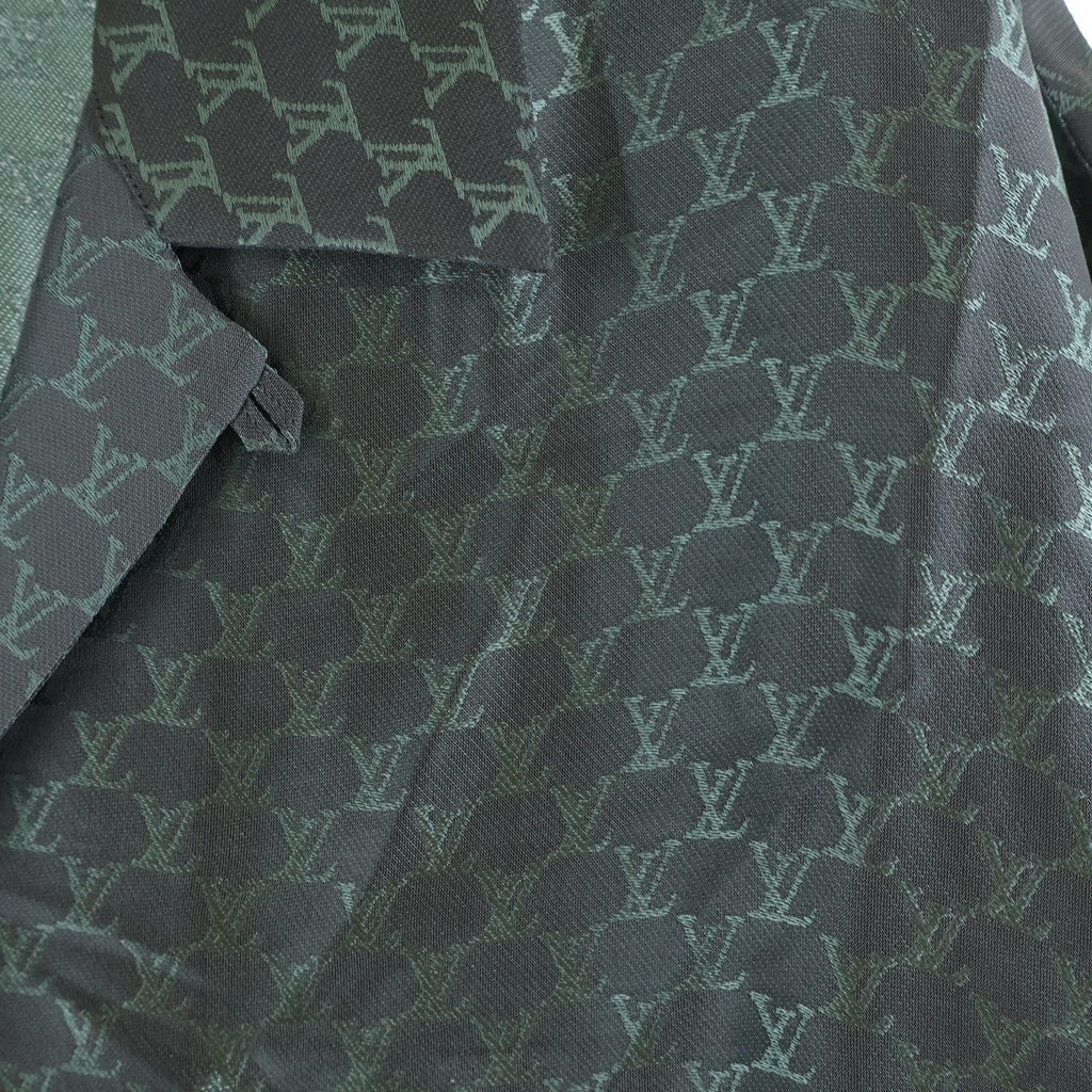 LOUIS VUITTON(ルイヴィトン) 24AW ジャカードモノグラム シルクブレンドオープンカラー半袖シャツ カーキ RM242MM KSY HRS30W