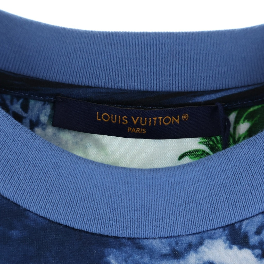 LOUIS VUITTON(ルイヴィトン) 24AW ロゴ エンブロイダリー 総柄 クルーネック 半袖Tシャツ カットソー ブルー RM242MM NPG HRY20W