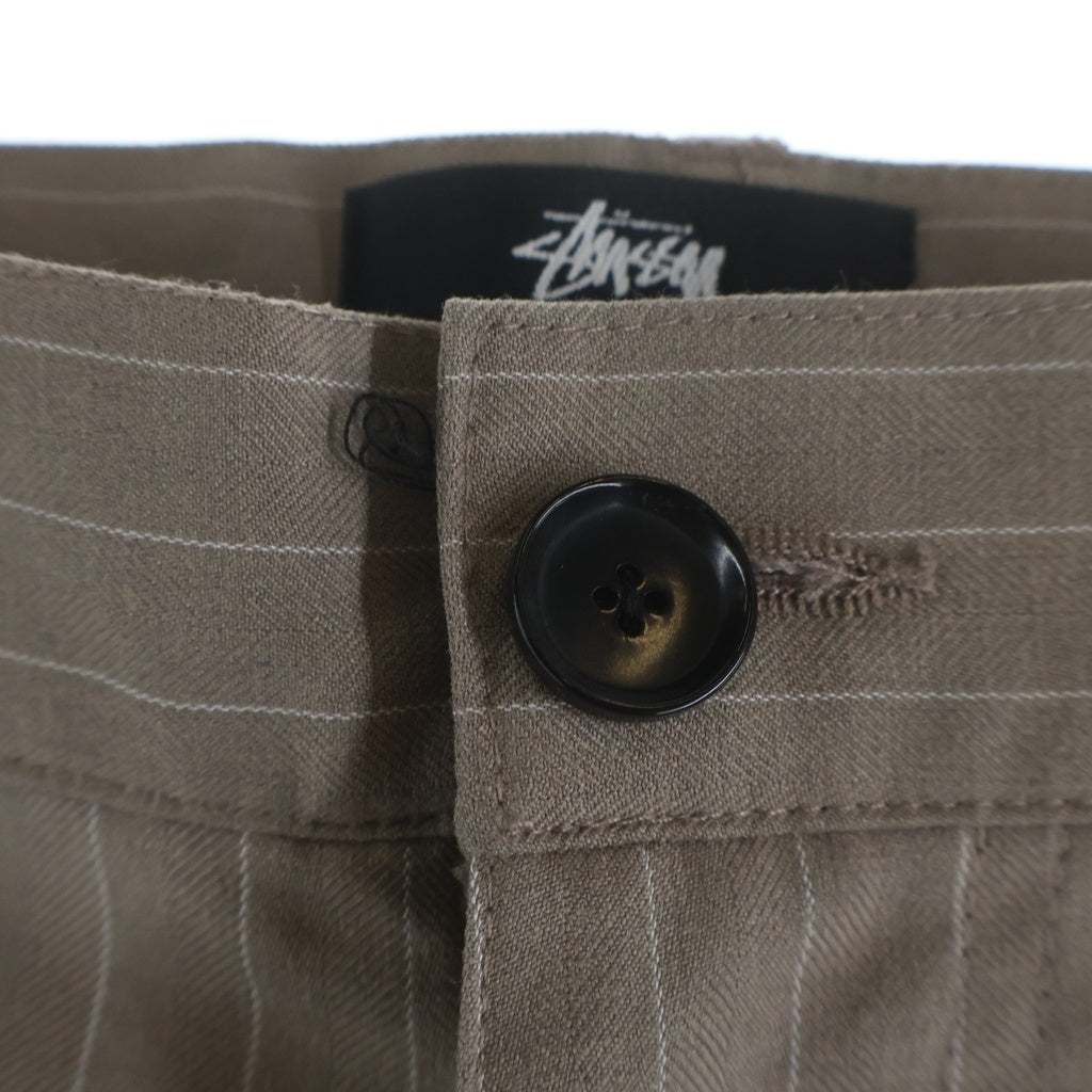 STUSSY(ステューシー) 22SS Striped Volume Pleated Trouser ストライプド ボリューム プリーツド トラウザーパンツ スラックス ベージュ